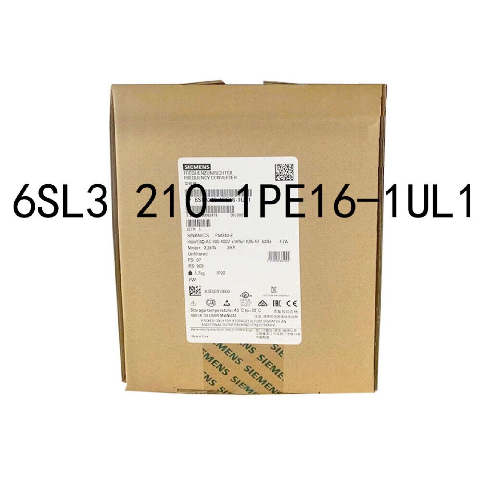 Siemens SINAMICS PM240-2 frequency converter, model 6SL3210-1PE16-1UL1, industrial automation part