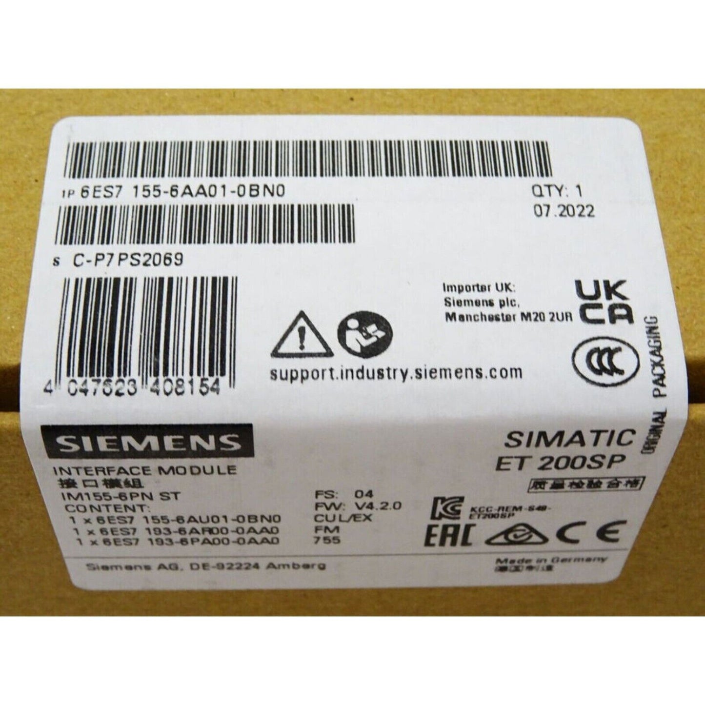 Siemens SIMATIC ET 200SP Interface Module 6ES7155-6AA01-0BN0, Industrial Automation Part