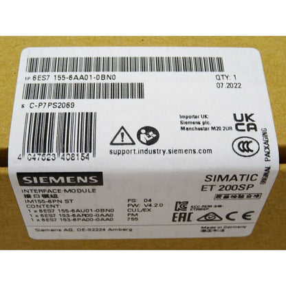 Siemens SIMATIC ET 200SP Interface Module 6ES7155-6AA01-0BN0, Industrial Automation Part