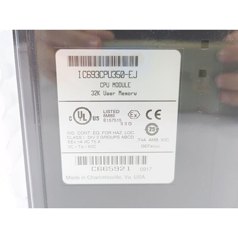 FANUC IC693CPU350-EJ CPU Module, 32K User Memory, Made in Charlottesville, VA, USA.