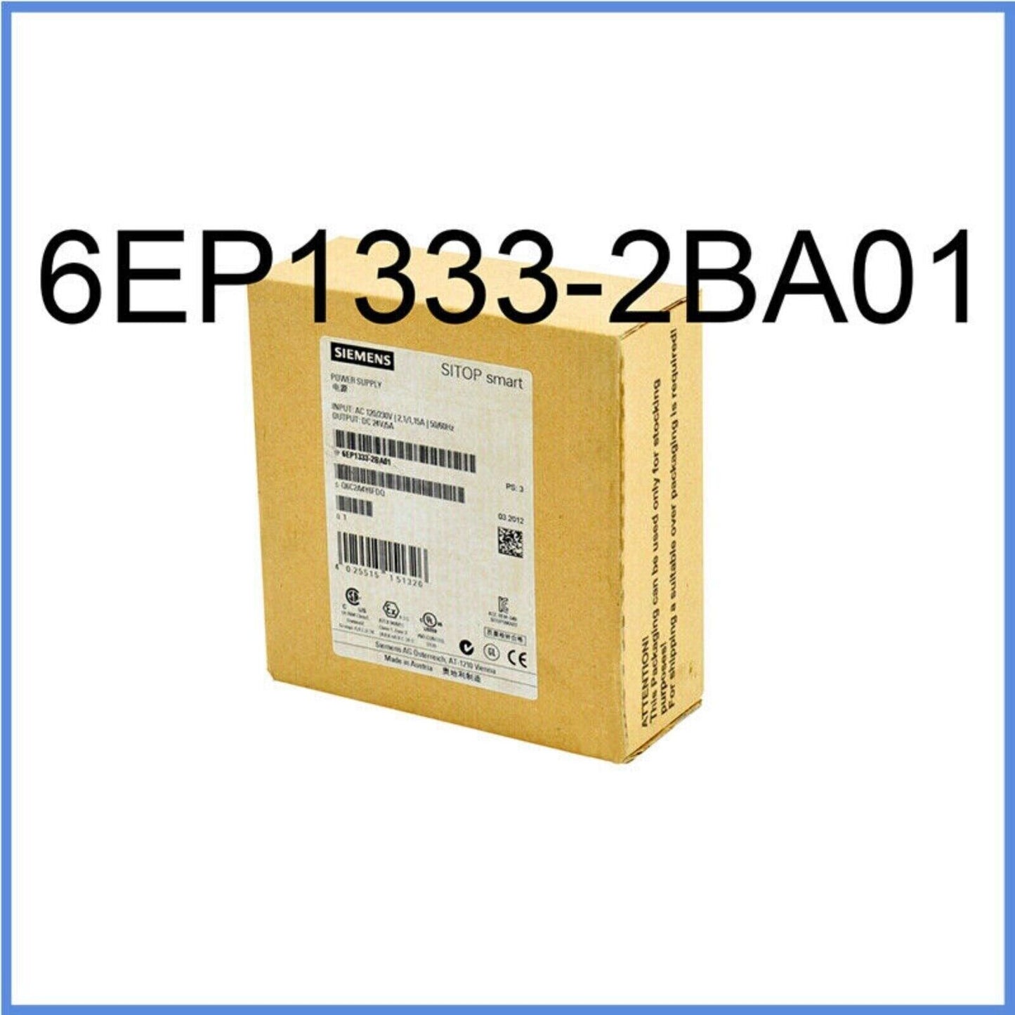 Power Supply | Siemens | 6EP1333-2BA01 SITOP smart 120 W power supply 6EP1 333-2BA01