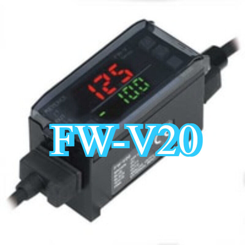 Keyence FW-V20 Amplifier Sensor displaying readings, with black casing and integrated display.