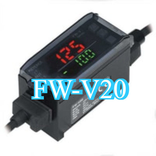 Keyence FW-V20 Amplifier Sensor displaying readings, with black casing and integrated display.