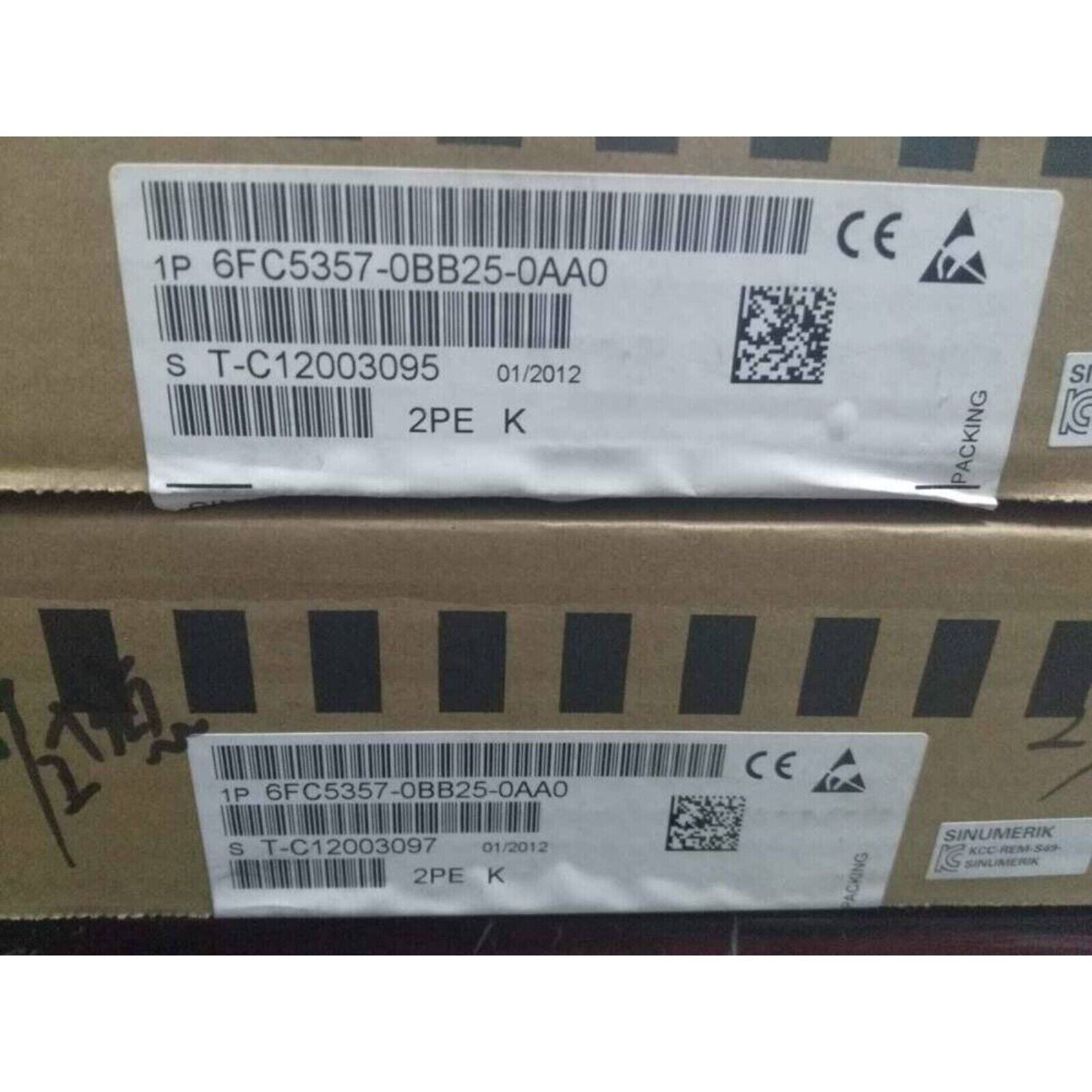 SINUMERIK 840D/810D PowerLine Module Packaging with product code 6FC5357-0BB25-0AA0, CE mark and barcode.