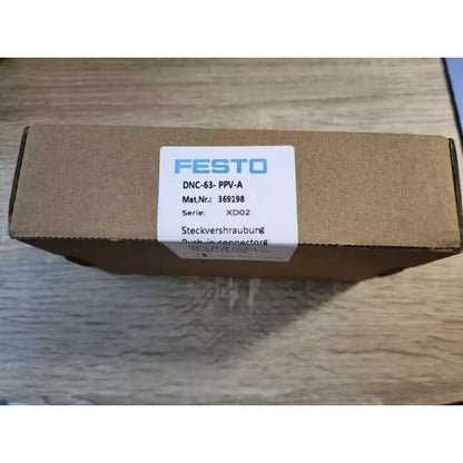 FESTO DNC-63-PPV-A Air Cylinder Maintenance Kit box, featuring push-in connector and product details.