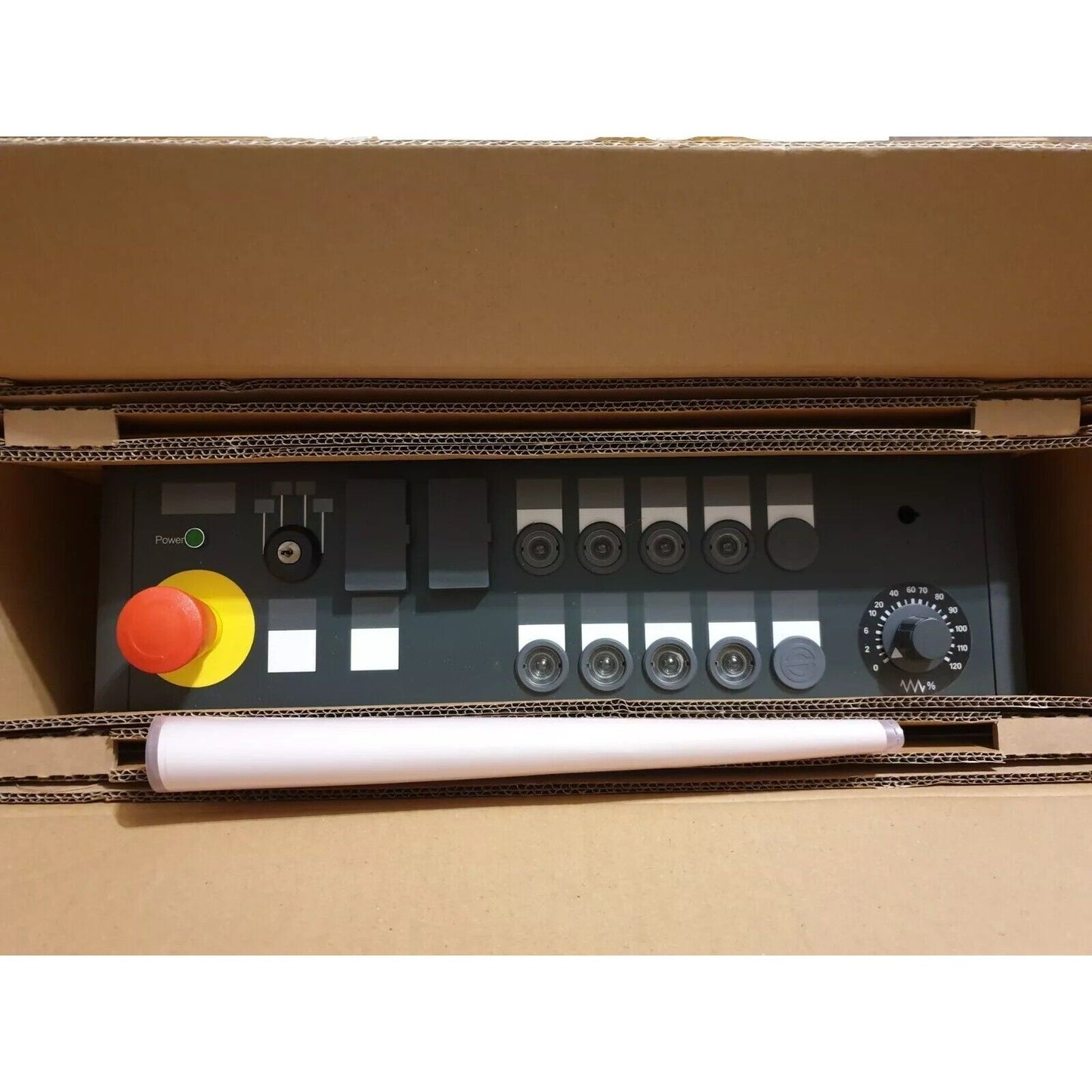Siemens SINUMERIK Operator Panel 6FC5203-0AF24-0AA0 in box, industrial automation control, with "Power" button.