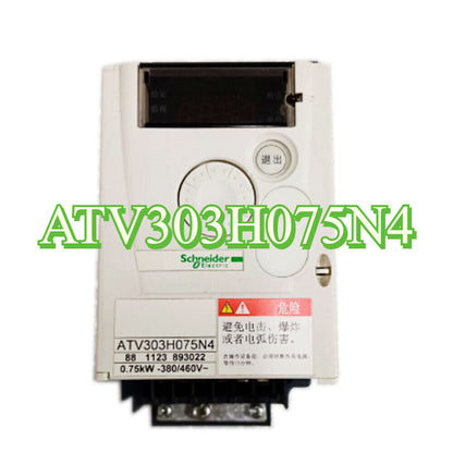 Schneider Electric ATV303H075N4 0.75KW Inverter, white housing with display and control buttons.