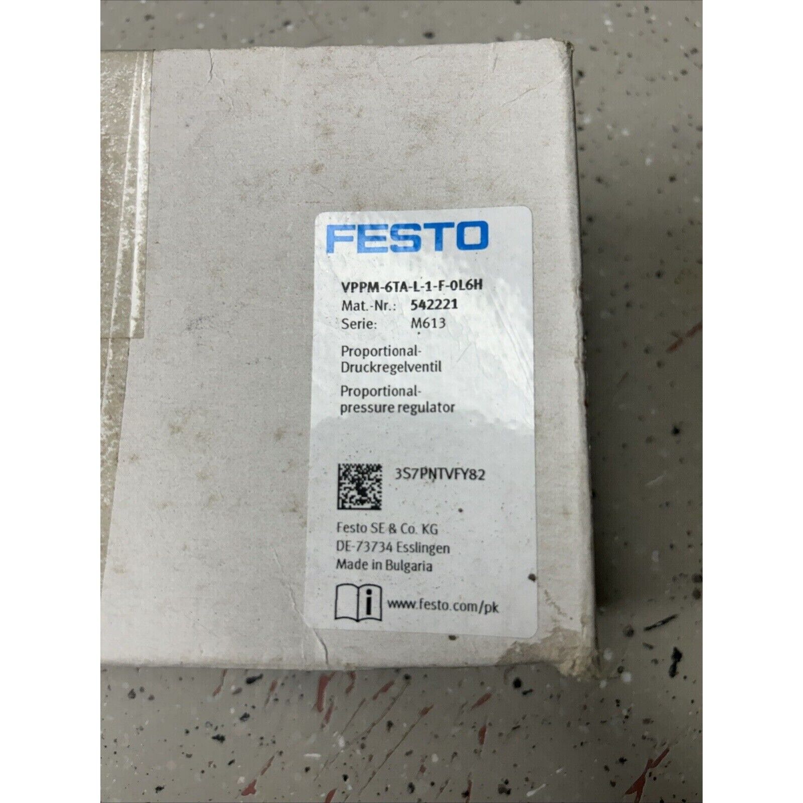 FESTO VPPM-6TA-L-1-F-0L6H Proportional Pressure Regulator, Made in Bulgaria