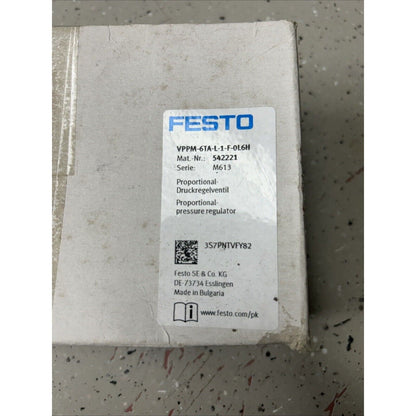 FESTO VPPM-6TA-L-1-F-0L6H Proportional Pressure Regulator, Made in Bulgaria