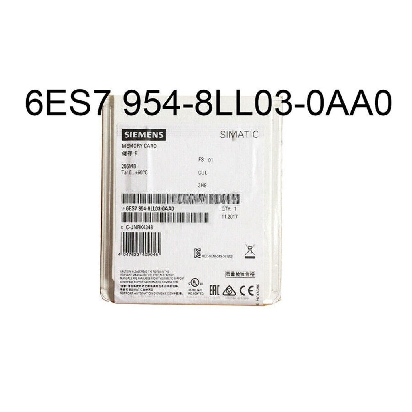 Siemens SIMATIC S7-1500 Memory Card 6ES7 954-8LL03-0AA0, 256MB for S7 PLC