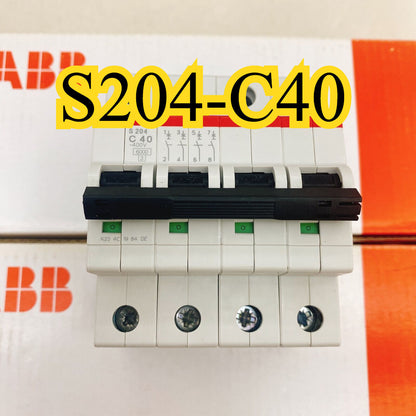 ABB S204-C40 4P 40A air switch, white with black lever and green indicators, PLC component.