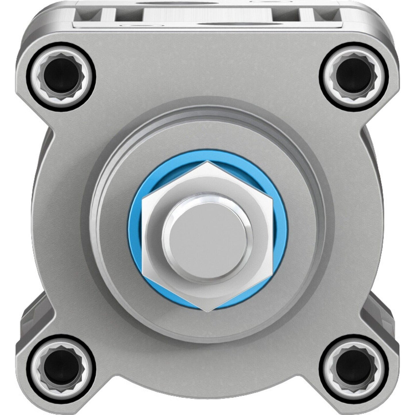 Festo DSBC-63-50-PPVA-N3 ISO cylinder - Industrial automation part, metal construction with blue accents, top view