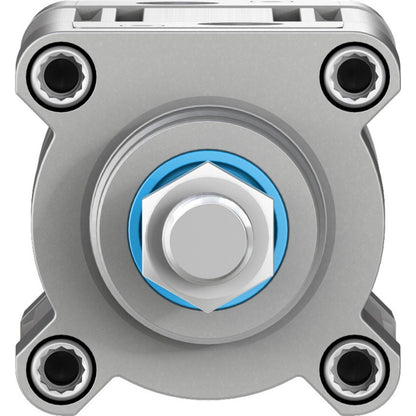 Festo DSBC-63-50-PPVA-N3 ISO cylinder - Industrial automation part, metal construction with blue accents, top view