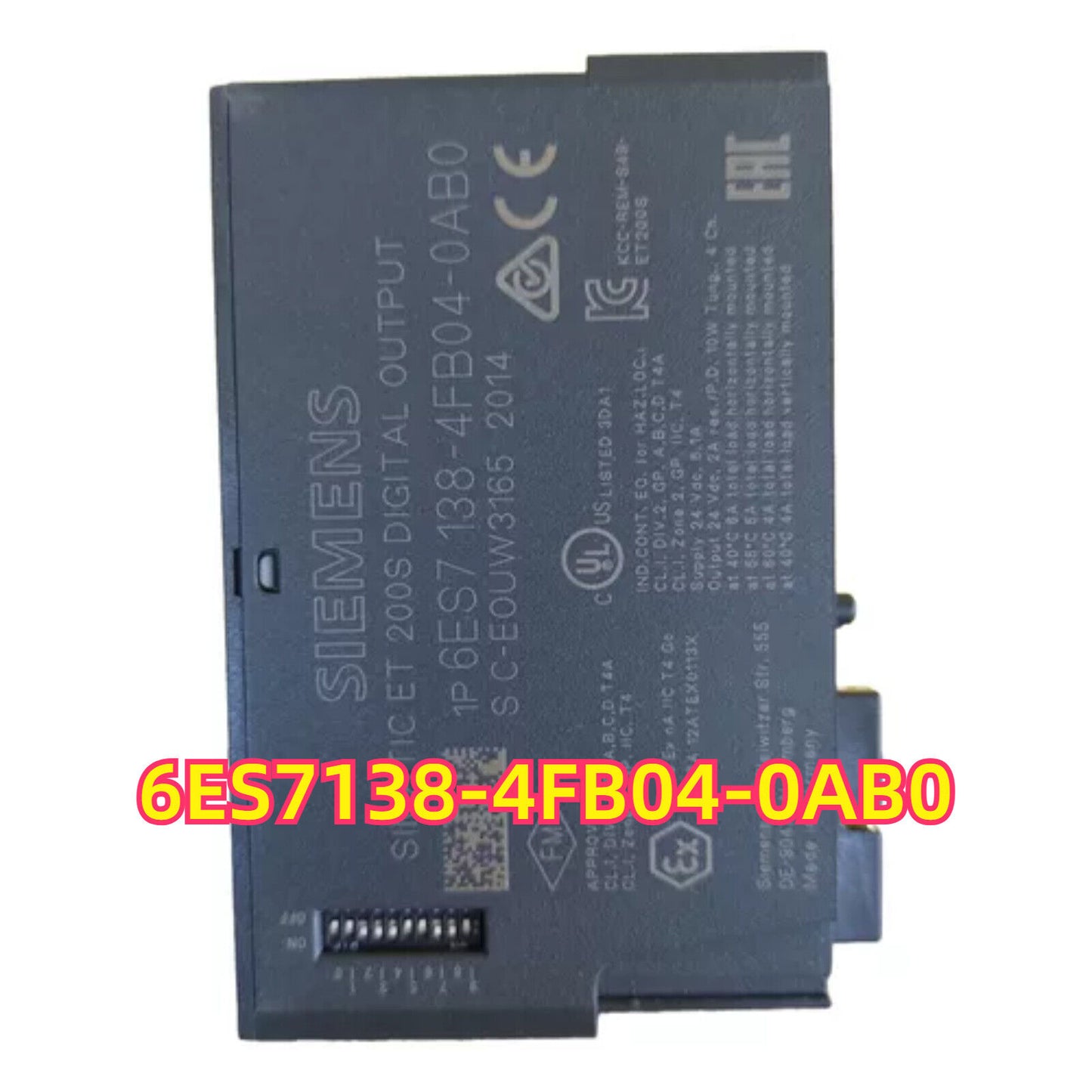 Siemens 6ES7 138-4FB04-0AB0 ET 200S Digital Output Module, 24V DC, DIN rail mount, advanced diagnostics.
