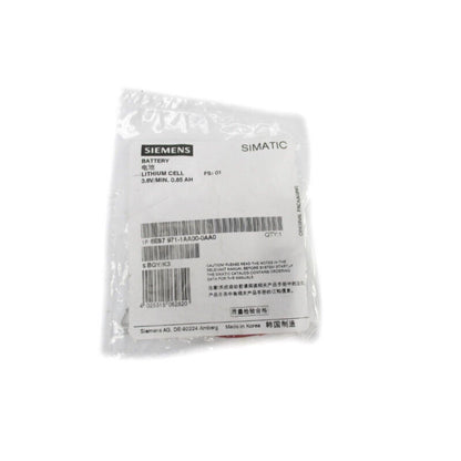 Siemens SIMATIC S7 backup battery packaging, 6ES7971-1AA00-0AA0, 3.6V Lithium cell, industrial automation spare part.