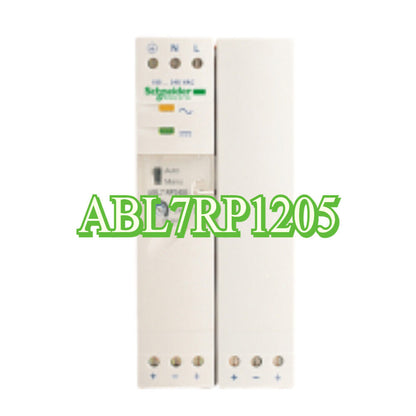 Schneider ABL7RP1205 power supply unit, white housing, with model number display.