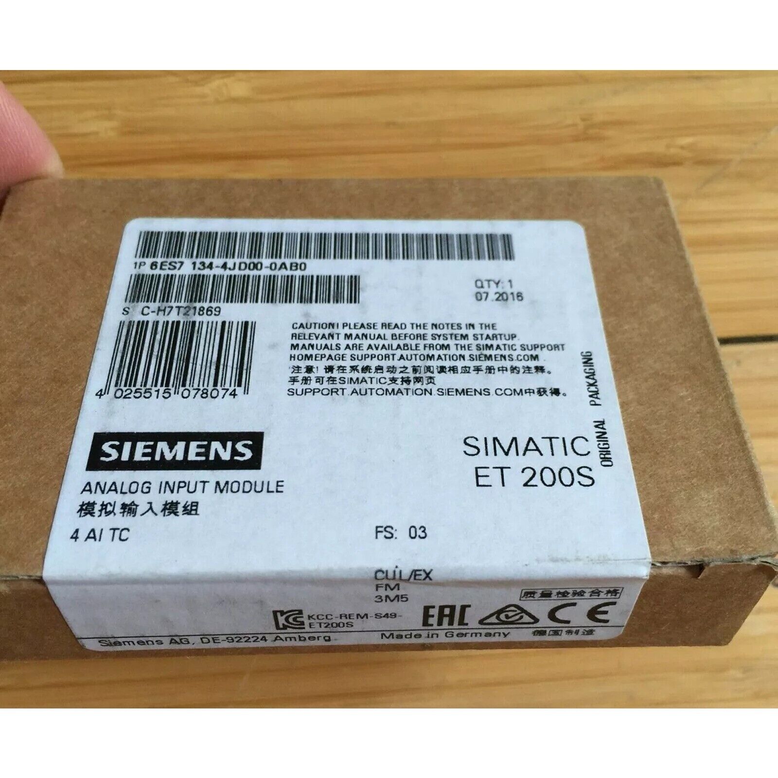 Siemens SIMATIC ET 200S Analog Input Module 6ES7134-4JD00-0AB0, industrial automation part