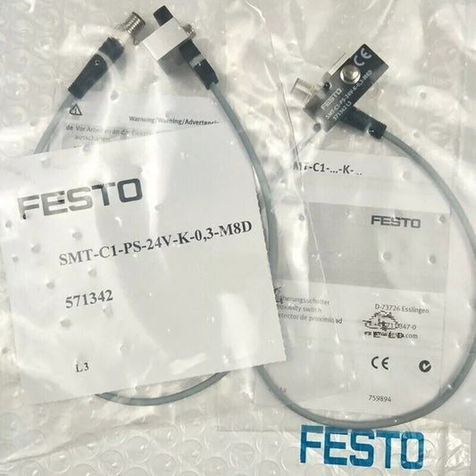 Festo SMT-C1-PS-24V-K-0,3-M8D Proximity Switch, industrial automation sensor.