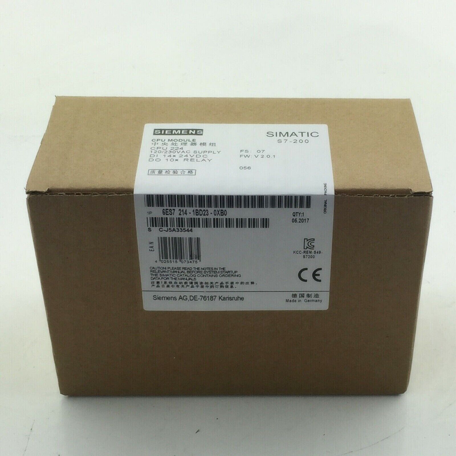 Siemens SIMATIC S7-200 CPU Module 6ES7 214-1BD23-0XB0, Made in Germany, product packaging
