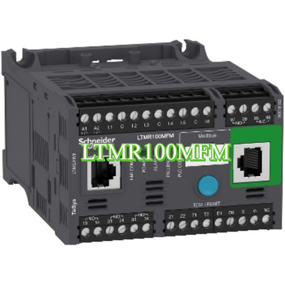 Schneider LTMR100MFM sensor, industrial automation component with Modbus, ethernet ports, and various connection terminals.