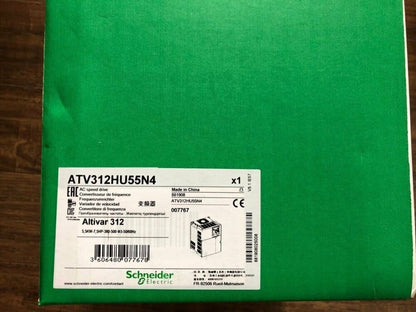 Schneider Electric ATV312HU55N4 AC speed drive, Altivar 312, 5.5kW frequency converter for industrial automation.