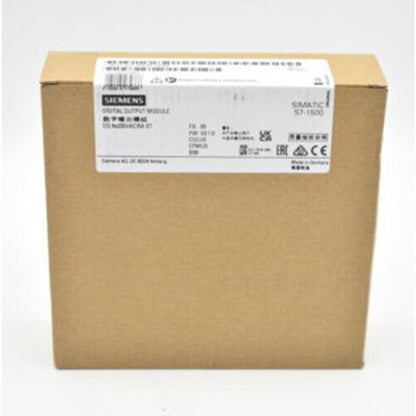Siemens SIMATIC S7-1500 digital output module in its original cardboard packaging, product label visible