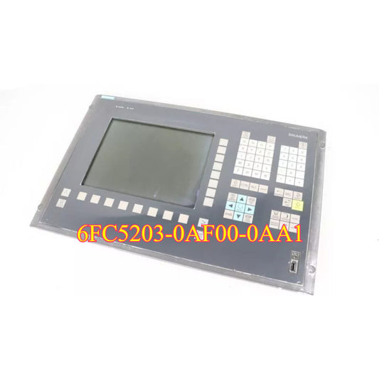 Siemens SINUMERIK operator panel 6FC5203-0AF00-0AA1, PLC control interface, grey and black with keypad and screen