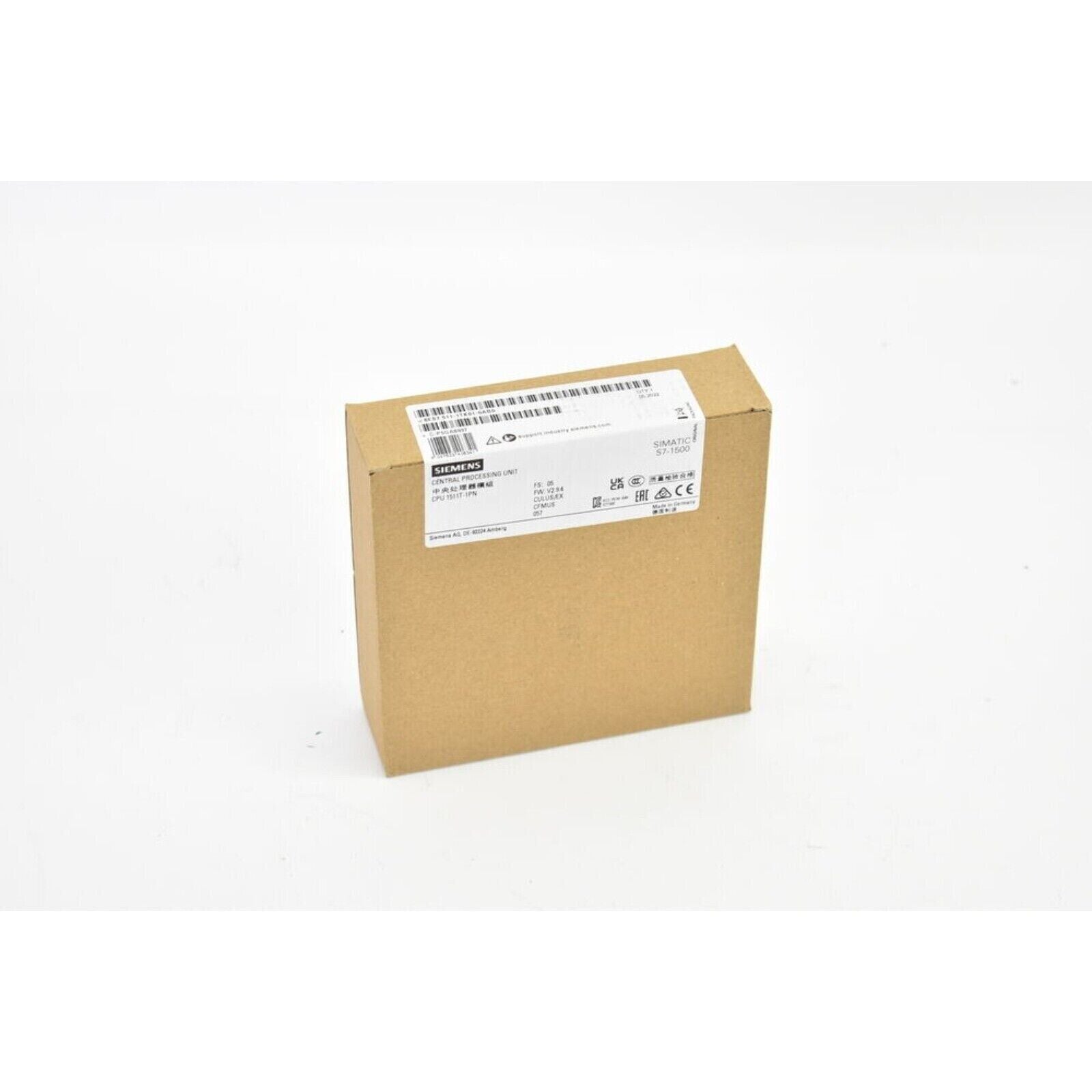 Siemens S7-1500 CPU 1511T-1PN in packaging. Industrial automation part.