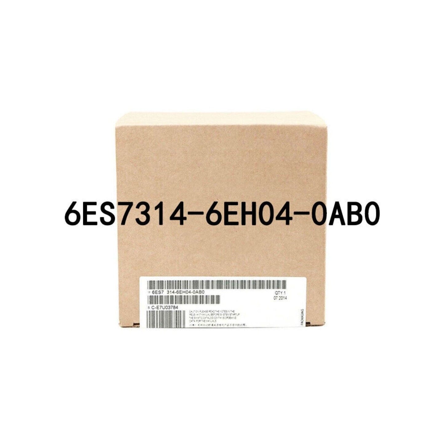 Siemens SIMATIC S7-300 CPU 314C-2 PN/DP 6ES7314-6EH04-0AB0 in its original packaging, brown box, product details visible.