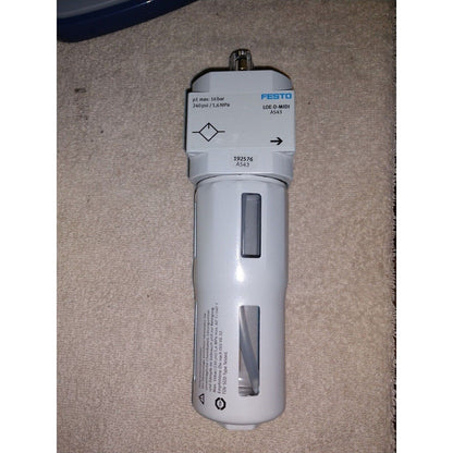 Festo LOE-D-MIDI A543 lubricator, industrial automation part, white with transparent viewing windows, 192576
