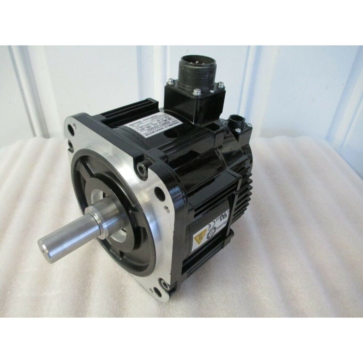 YASKAWA SGMGV-09A3A21 Servo Motor, black and silver industrial automation equipment, front view.