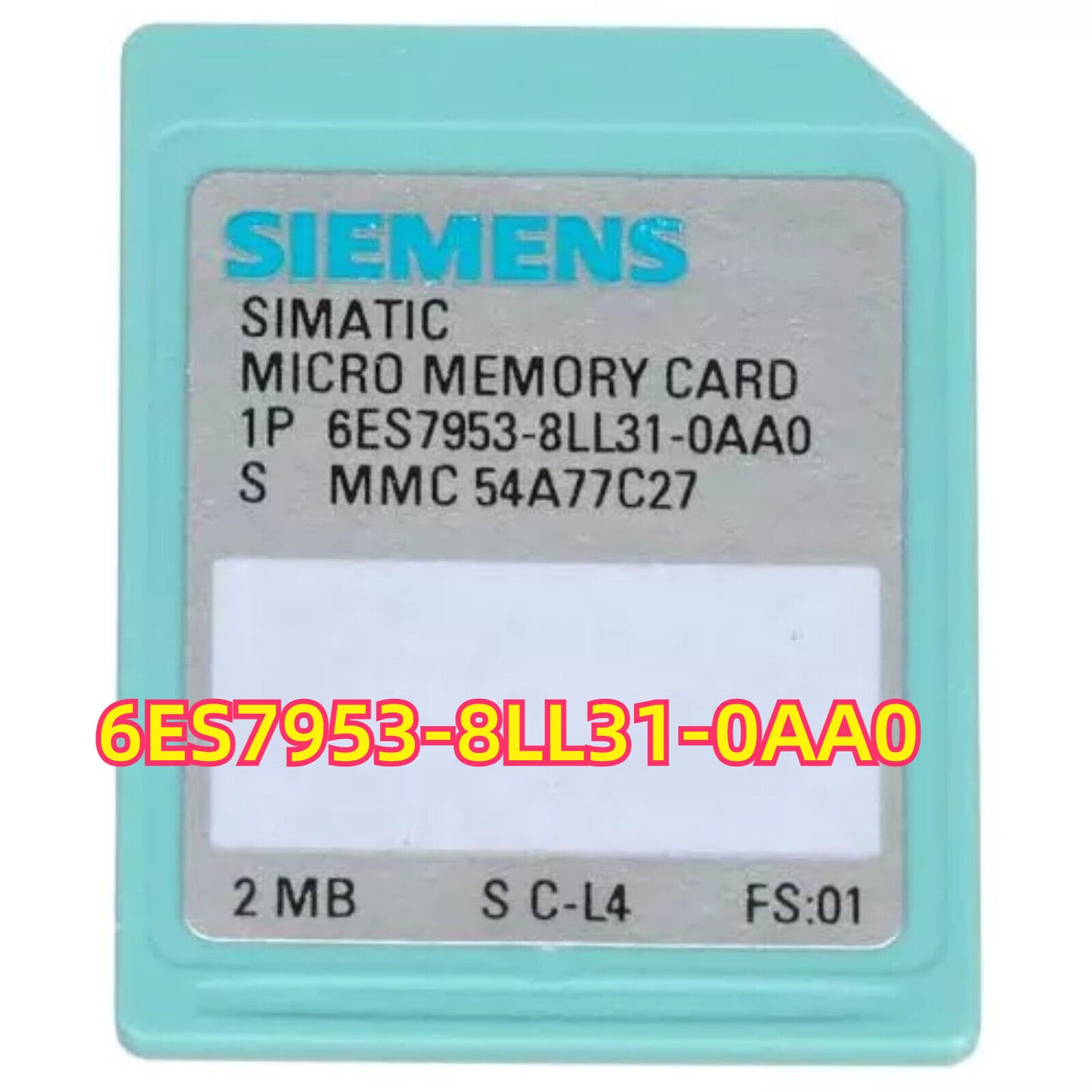Siemens SIMATIC S7 Micro Memory Card 6ES7953-8LL31-0AA0, 2 MB, for S7-300 CPUs, data storage and program execution.