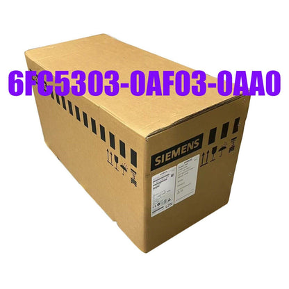 Siemens 6FC5303-0AF03-0AA0 industrial automation part in a cardboard box. PLC module 6FC5 303-0AF03-0AA0.