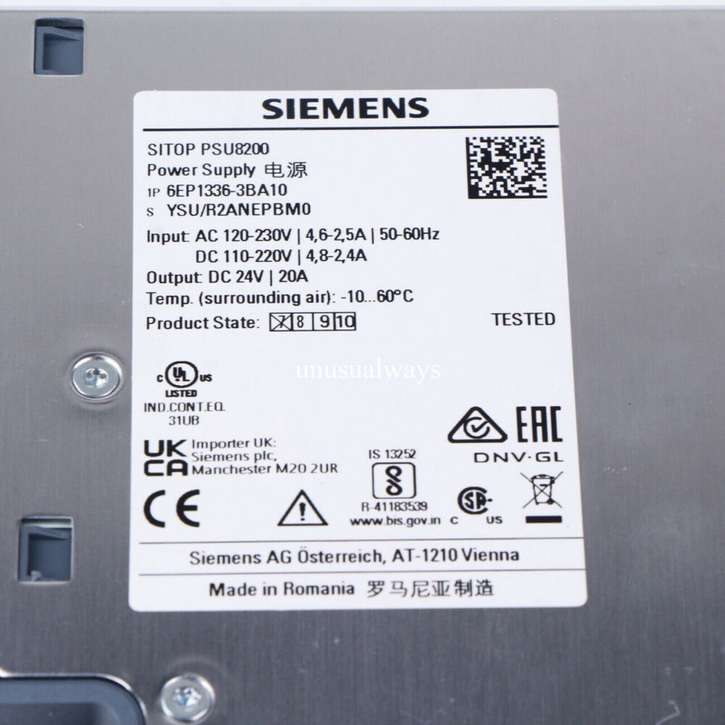 Power Supply | Siemens | 6EP1336-3BA10 SITOP PSU8200 Stabilized Power Supply 6EP1 336-3BA10