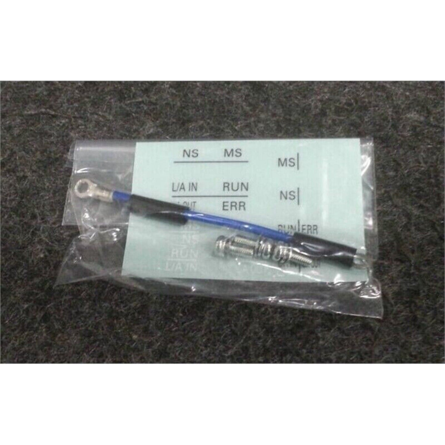 YASKAWA JOHB-SMP3-MA Multi Protocol Ethernet Option Card cable and screws in a plastic bag, with text: NS, MS, RUN, ERR.