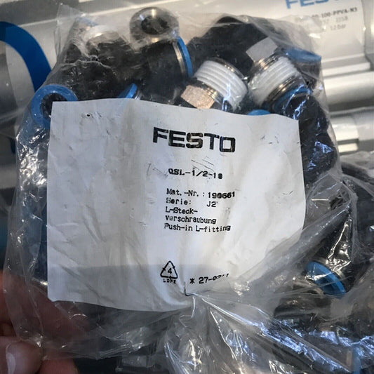Festo QSL-1/2-10 Push-in L-fitting industrial automation parts, new