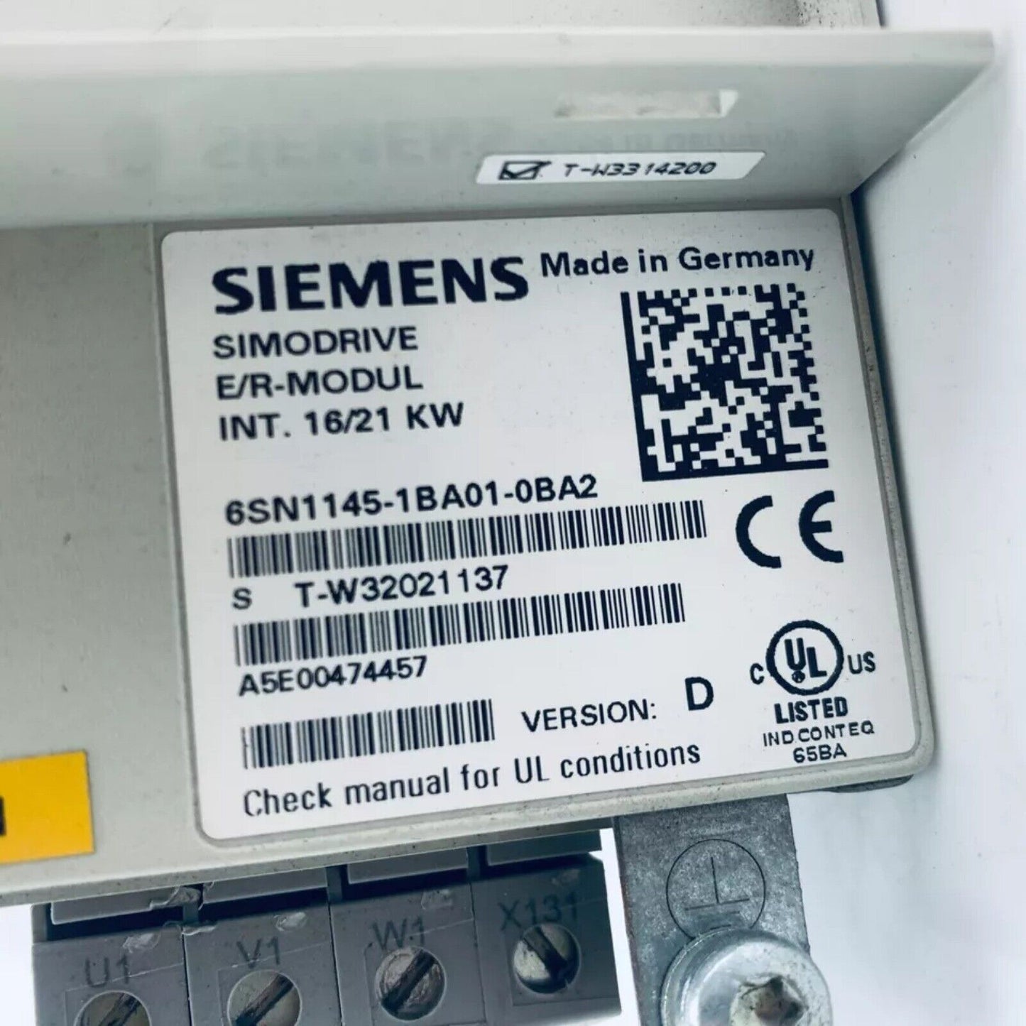 Siemens SIMODRIVE 611 power module 6SN1145-1BA01-0BA2. Made in Germany, for industrial automation. Energy regeneration.