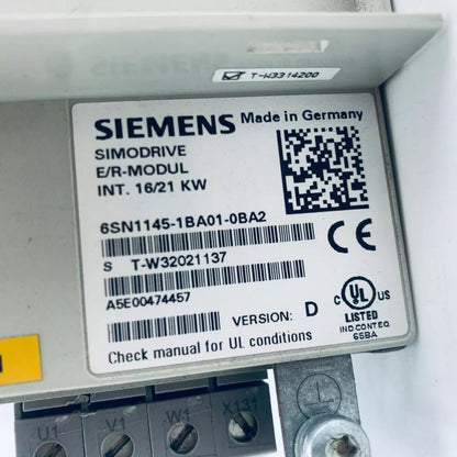 Siemens SIMODRIVE 611 power module 6SN1145-1BA01-0BA2. Made in Germany, for industrial automation. Energy regeneration.