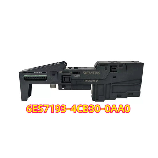Siemens SIMATIC ET 200SP 6ES7193-4CB30-0AA0 base unit, black plastic, for industrial automation.