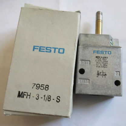 Festo MFH-3-1/8-S air solenoid valve with packaging, industrial automation component