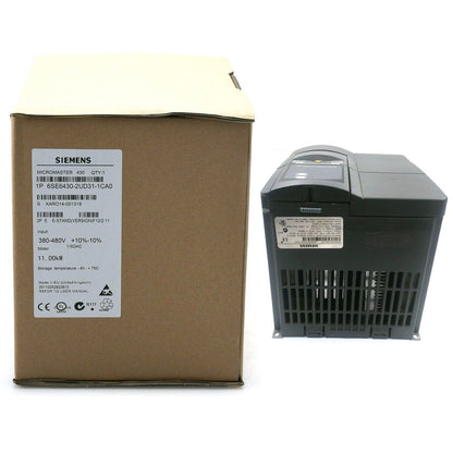 Siemens MICROMASTER 430 industrial automation drive, model 6SE6430-2UD31-1CA0, product packaging.