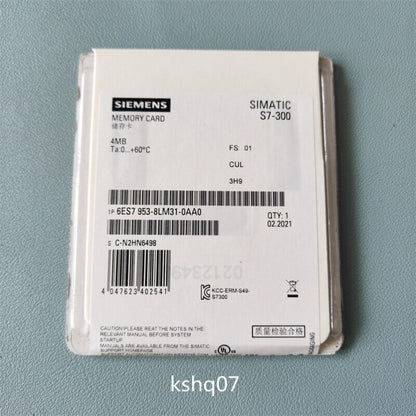Siemens SIMATIC S7-300 Micro Memory Card 6ES7 953-8LM31-0AA0. PLC component with 4MB storage capacity.