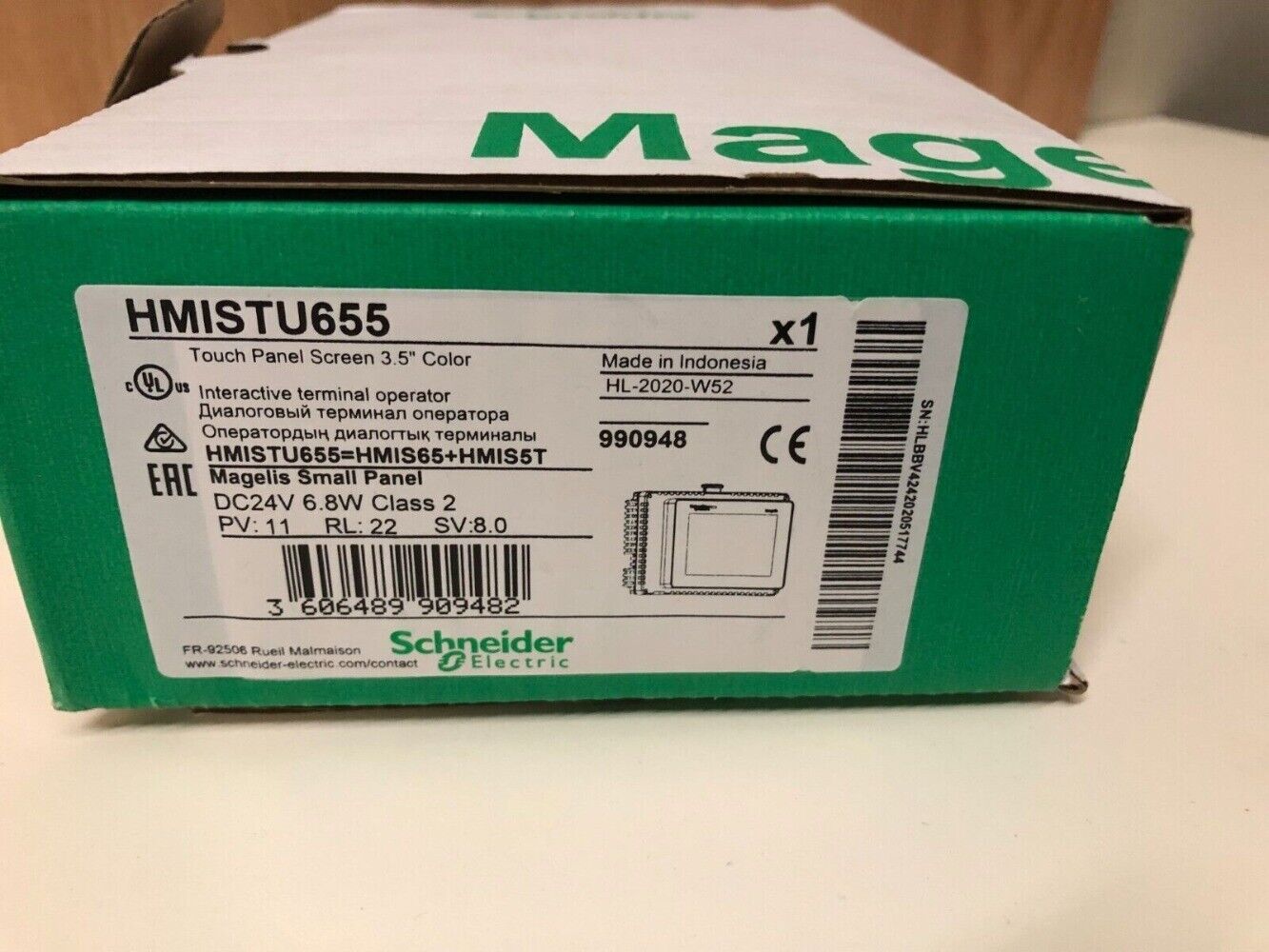 Schneider Electric HMISTU655 touch panel screen, 3.5" color display, new in box, industrial automation part
