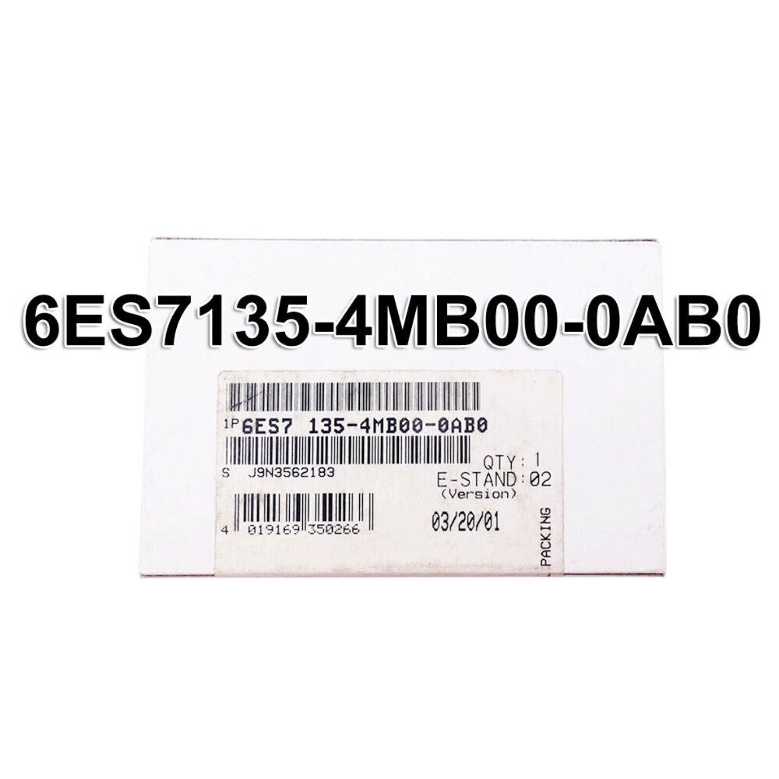 Siemens 6ES7135-4MB00-0AB0 DP Electronics Module ET 200S, industrial automation part packaging, with part number label.