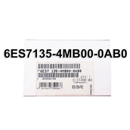 Siemens 6ES7135-4MB00-0AB0 DP Electronics Module ET 200S, industrial automation part packaging, with part number label.