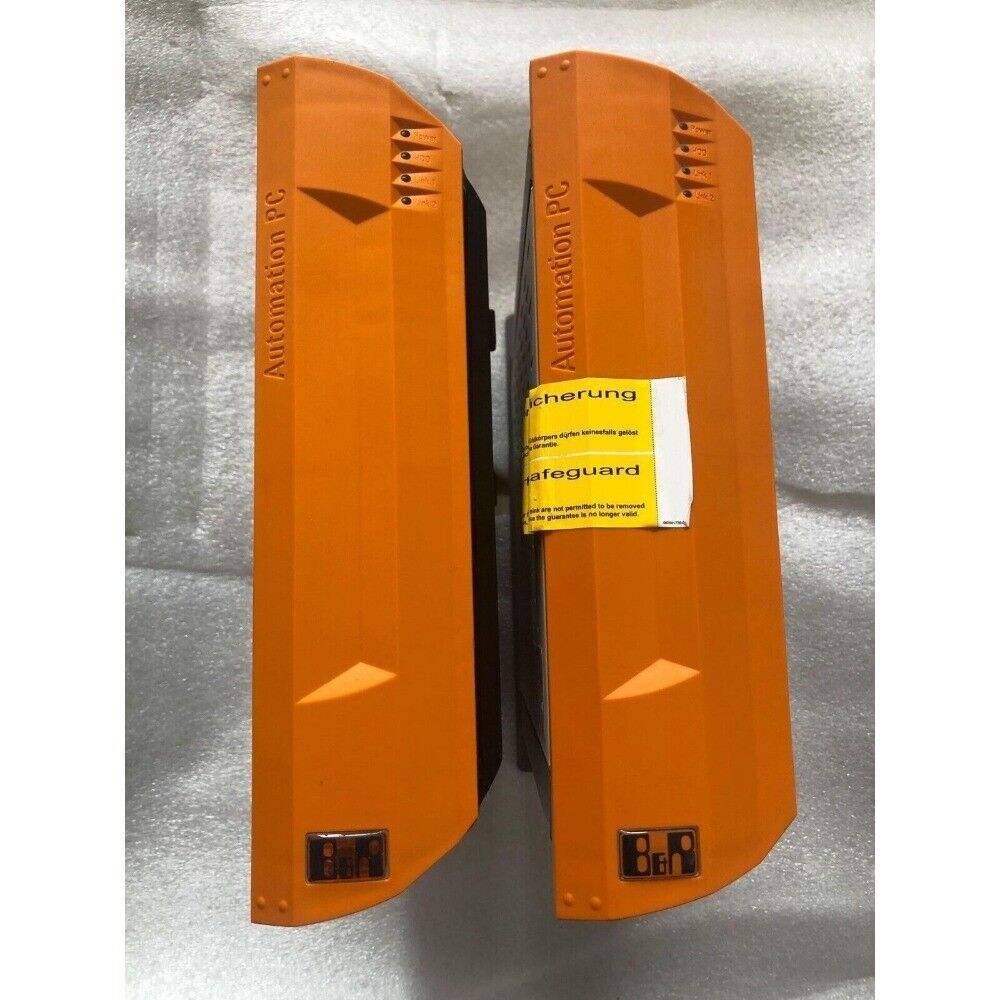 B&R 5PC810.SX01-00 Panel PC modules, orange, with 'Automation PC' text, 'safeguard' sticker, industrial automation parts