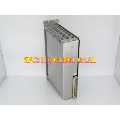 Siemens 6FC5114-0AB01-0AA1 Power Supply, PLC module, metal casing, connectors, industrial automation part.
