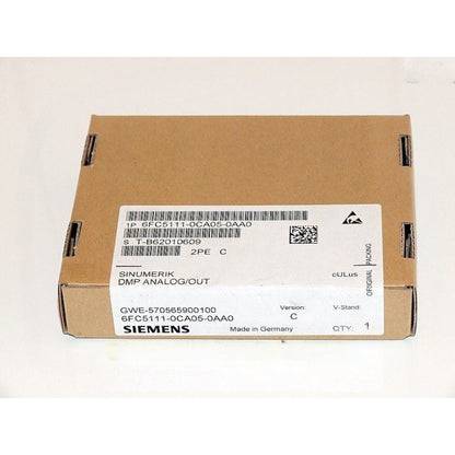 Siemens 6FC5111-0CA05-0AA0 SINUMERIK DMP Analog/Out PLC module, original packaging, Made in Germany.