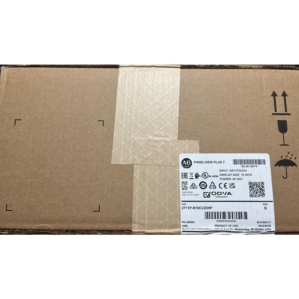 Allen-Bradley PanelView Plus 7 HMI in Box, 2711P-B10C22D9P model, 10-inch display, industrial automation parts