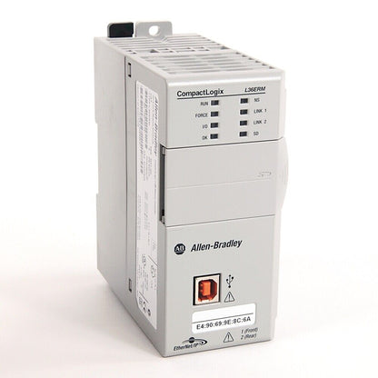 Allen-Bradley 1769-L36ERM CompactLogix Controller, featuring Ethernet/IP and USB ports.